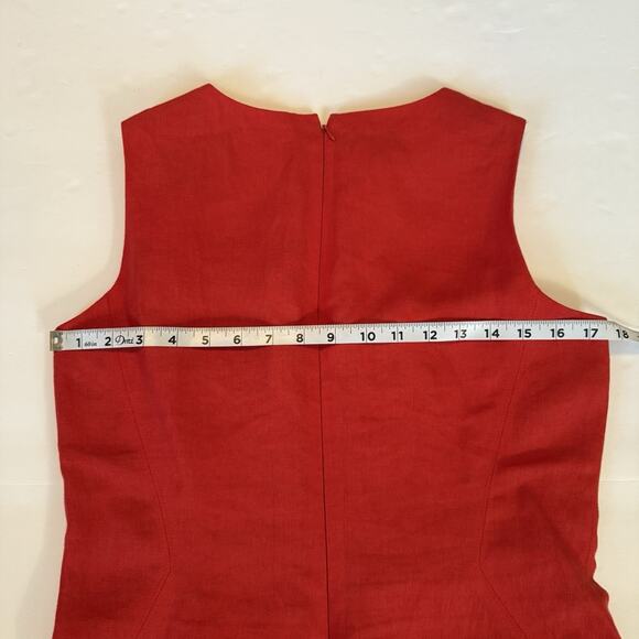 Talbots Dress Sz 8 Dark Coral 100% Irish Linen Sleeveless Closet Staple Spring - Picture 11 of 14